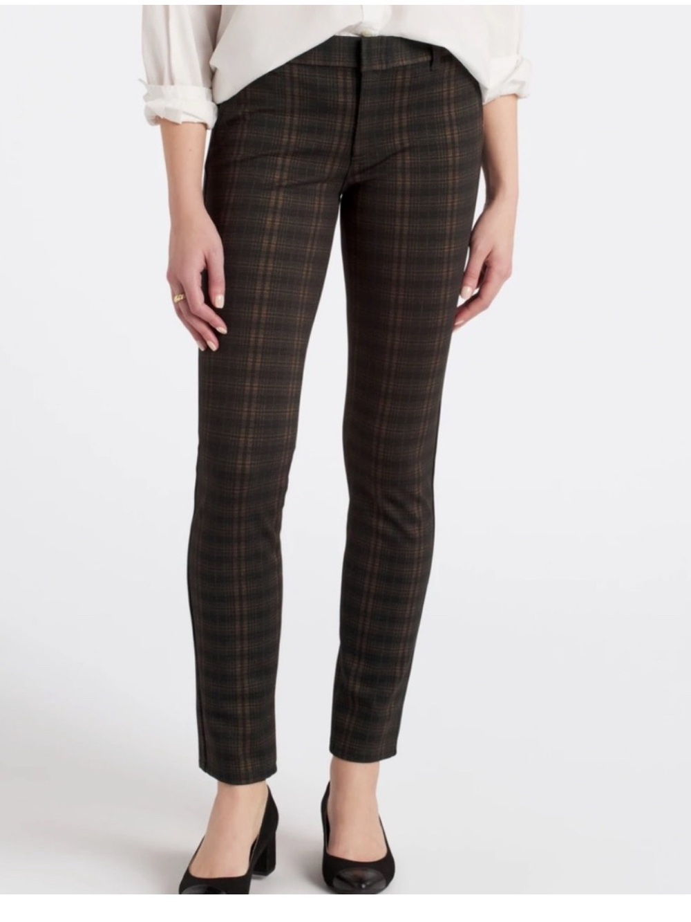 Kut from the Kloth Brown Plaid Skinny Ankle Pants